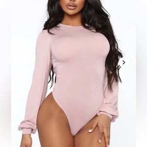 Fashion Nova Long Sleeve Bodysuit - Brown